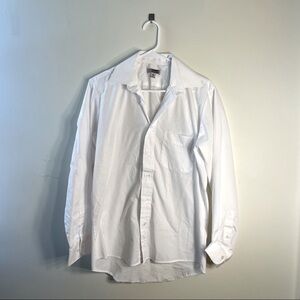 Edwards men’s button down white long sleeved collared shirt formal business